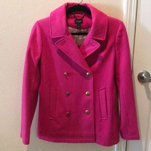 Magenta jcrew peacoat with decorative buttons